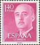 Spain 1955 General Franco 1,40 Ptas Magenta Edifil 1154